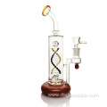 DNA design High End Glass Pipe Straight Tube Dual Functional Perc Factory Wholesale DAB Rig Smoking Set Glass Water Pipe